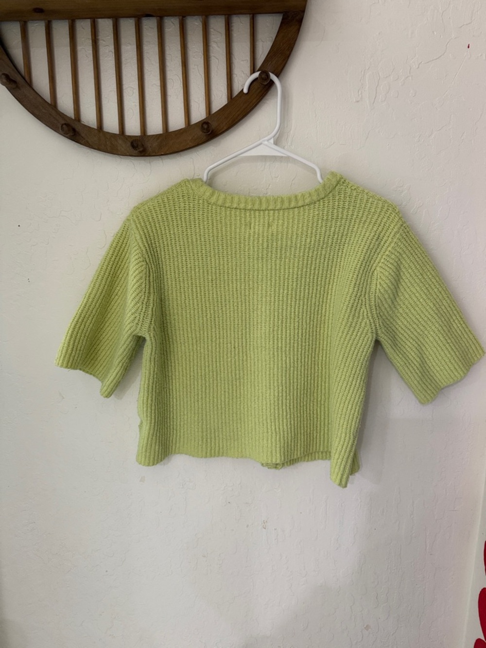 Aerie Short Sleeve Knit cardigan sweater small yellow green - Picture 4 of 6